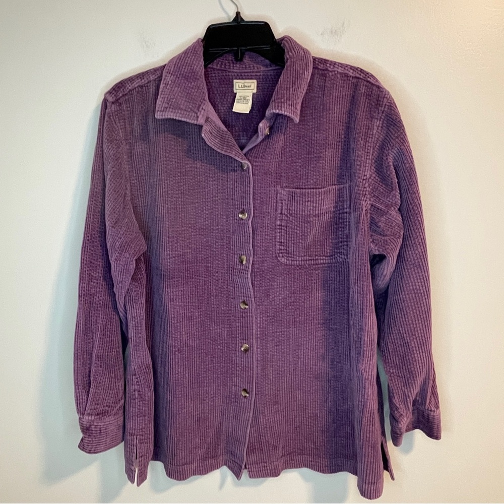 L.L. Bean Purple Corduroy Button Down Shirt